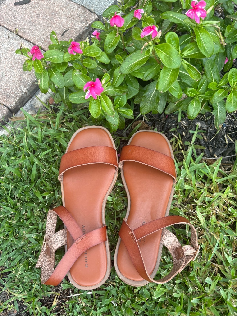 Rock & Candy Tan Brown Two-Strap Women’s Sandals